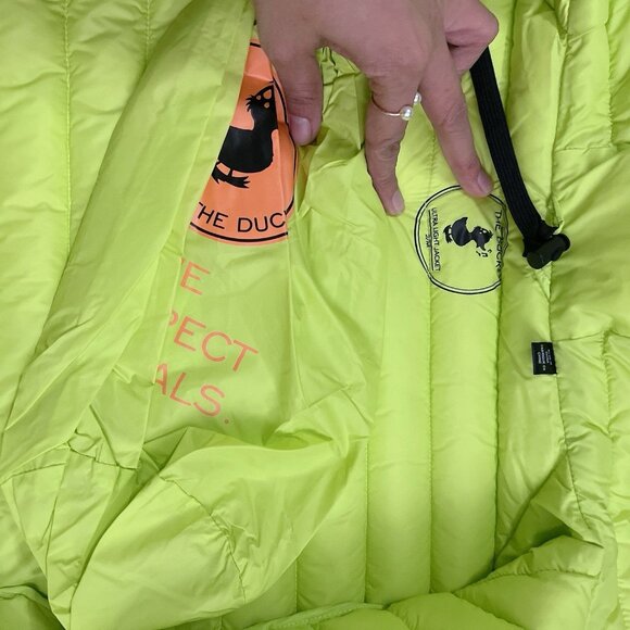 Save The Duck Lightweight Fluo Yellow Kyla Hooded Puffer Jacket Womens Medium - Picture 9 of 9